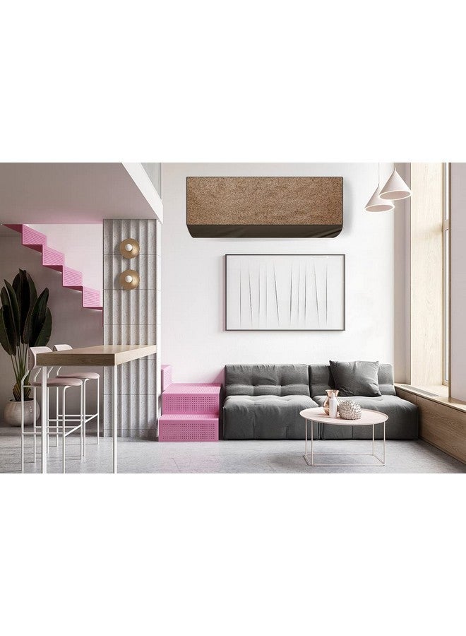 The Furnishing Tree Split AC Cover Set of Indoor and Outdoor Unit Used for 1.5 Ton Samsung Windfree AR18BYNANWK Sand Pattern Brown on Beige Base - Image 2