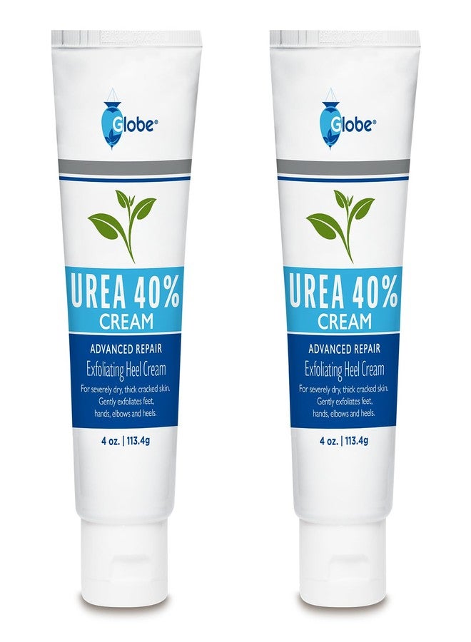 Globe (2 Pack Urea Cream 40% - (4 oz) Intensive Hydration for Dry and Cracked Heels, Feet, Hands, Elbows and Knees - Callus Remover for Women - Helps Athletes Foot - Foot Odor - Total 8 oz - Image 1