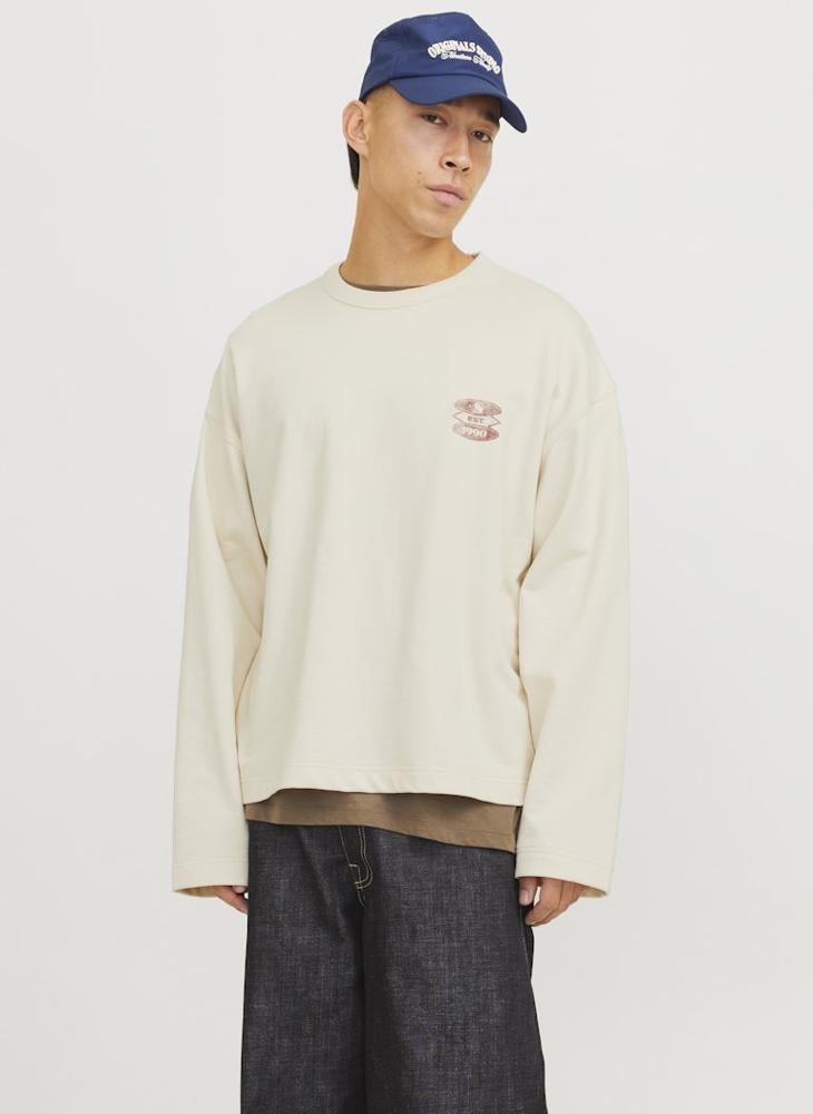 JACK & JONES Graphic Crew Neck Hoodie - Image 1