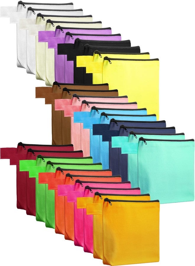 Saintrygo 30 Pcs Makeup Bag Travel Canvas Cosmetic Bag Bulk Multipurpose Small Makeup Pouch for Purse Portable Blank Zipper Toiletry Organizer DIY for Women Assorted Color(Classic,8.7 x 5 x 1.8 Inch) - Image 1