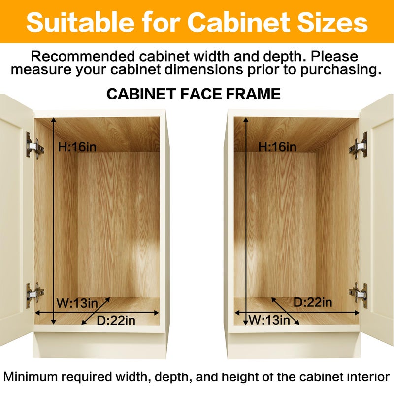 QUYUWU 2-Tier Kitchen Cabinet,Pull Out Cabinet Organizer,Shelf and Drawer Organizer Slide Out Pantry Storaqe Basket in Multiple Sizes (12" W x21 D) - Image 3