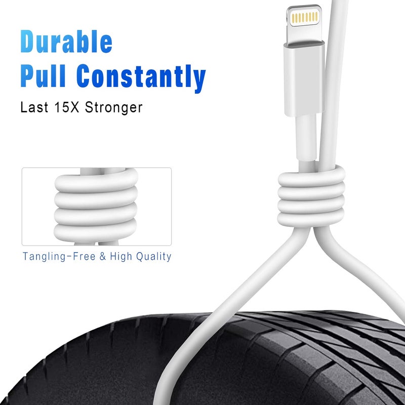 DFLASHS iPhone Fast Charging Cable [Apple MFi Certified] 3-Pack 6FT USB-A to Lightning Cable iPhone Charger Cord Compatible with iPhone 14 13 12 11 Pro Max XR XS X 8 7 6 Plus SE iPad and More 6FT - Image 5