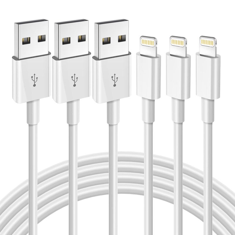 DFLASHS iPhone Fast Charging Cable [Apple MFi Certified] 3-Pack 6FT USB-A to Lightning Cable iPhone Charger Cord Compatible with iPhone 14 13 12 11 Pro Max XR XS X 8 7 6 Plus SE iPad and More 6FT - Image 1