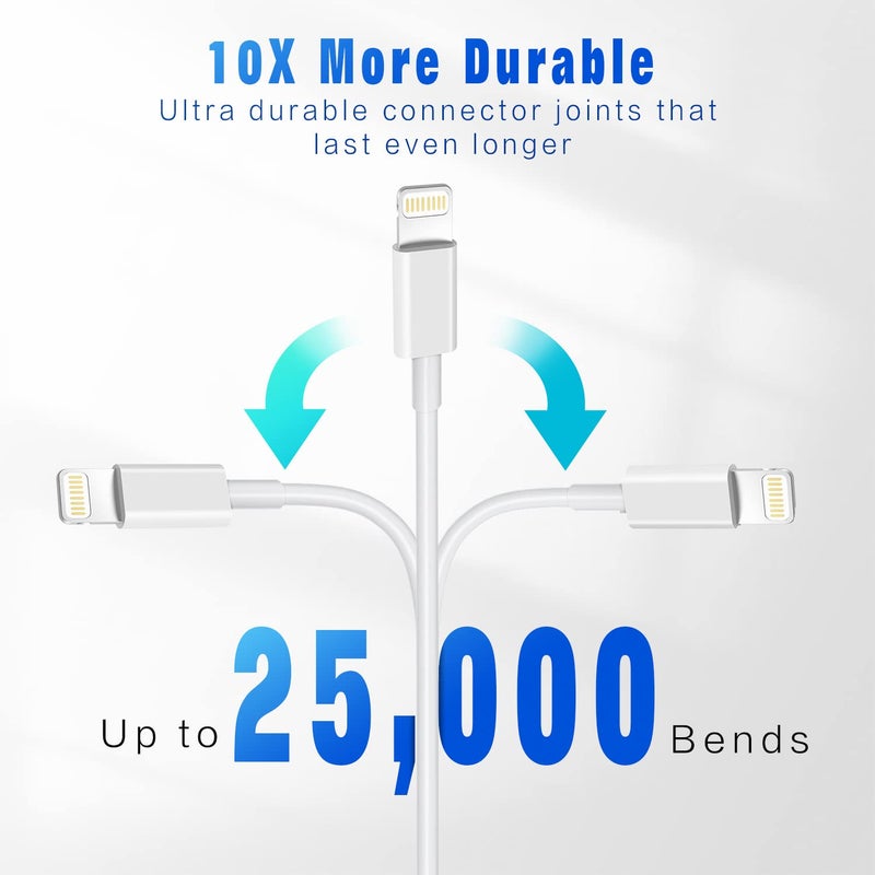 DFLASHS iPhone Fast Charging Cable [Apple MFi Certified] 3-Pack 6FT USB-A to Lightning Cable iPhone Charger Cord Compatible with iPhone 14 13 12 11 Pro Max XR XS X 8 7 6 Plus SE iPad and More 6FT - Image 4