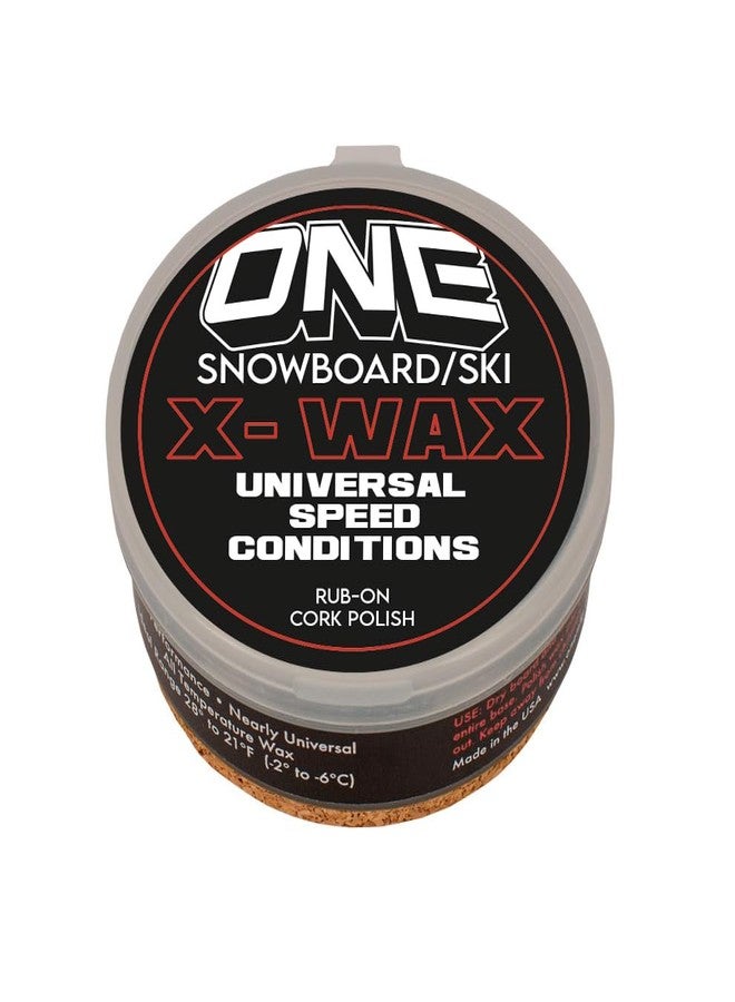 ONEBALL One Mfg X-Wax Rub-On Snowboard/Ski/Nordic Wax 30g - Proprietary Mineral Speed Additives Universal Speed Conditions-Our Fastest Wax, Cork Polishing Pad USA Factory No Fluoro - Image 1