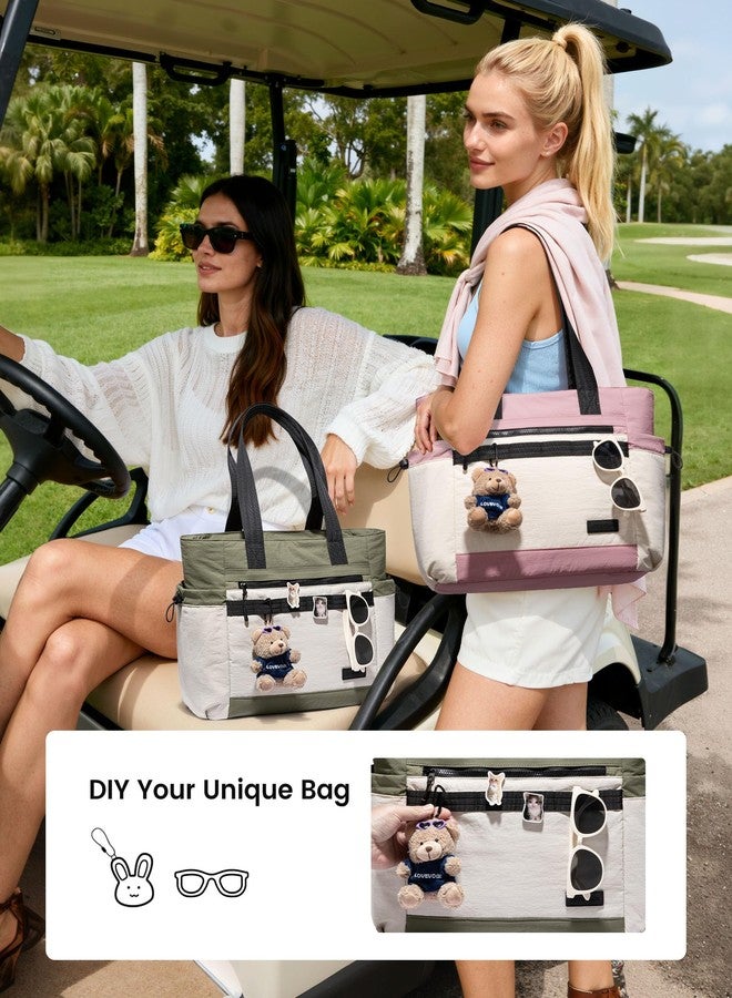 LOVEVOOK Tote Bag for Women, Pink-white-black, M-15.6 Inch - Image 3