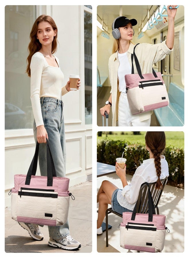 LOVEVOOK Tote Bag for Women, Pink-white-black, M-15.6 Inch - Image 2
