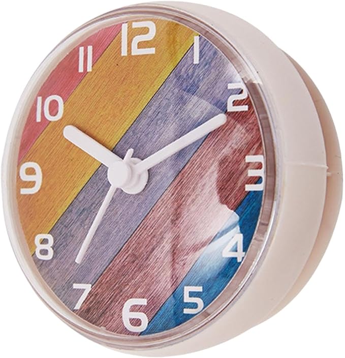 White Waterproof Bathroom Clock with Suction Cup for Shower Mirror Refrigerator Door - Image 1