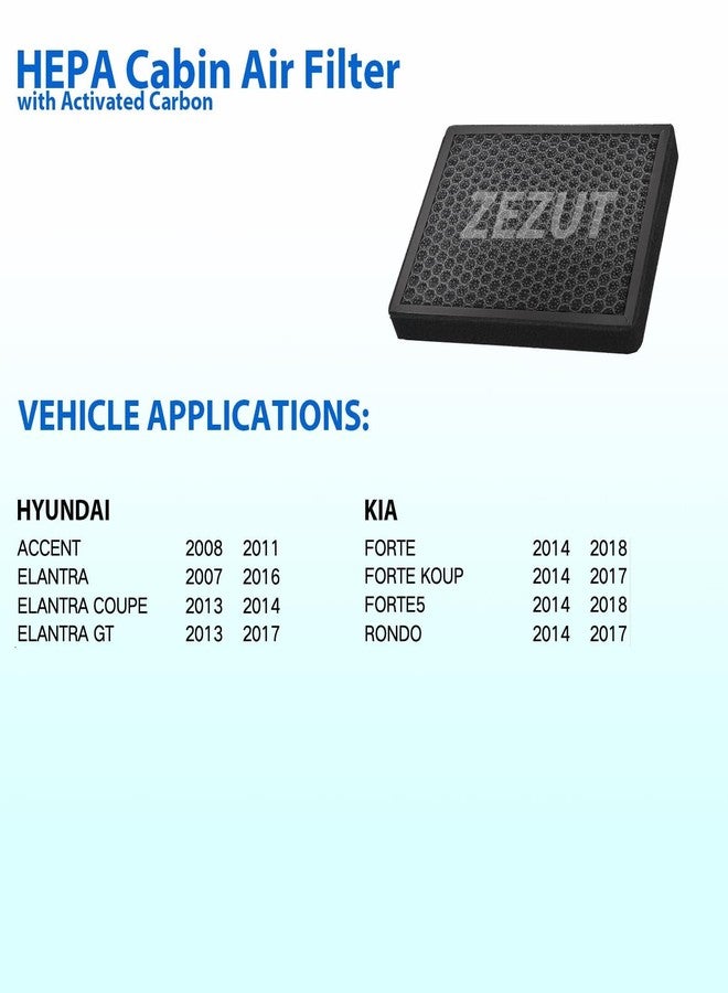 ZEZUT Honeycomb Structured Activated Carbon Cabin Air Filter, Durable and sturdy,Fit for Hyundai Accent 08-11/Elantra 07-16, Forte 14-18/Forte Koup/Forte5 - Image 2