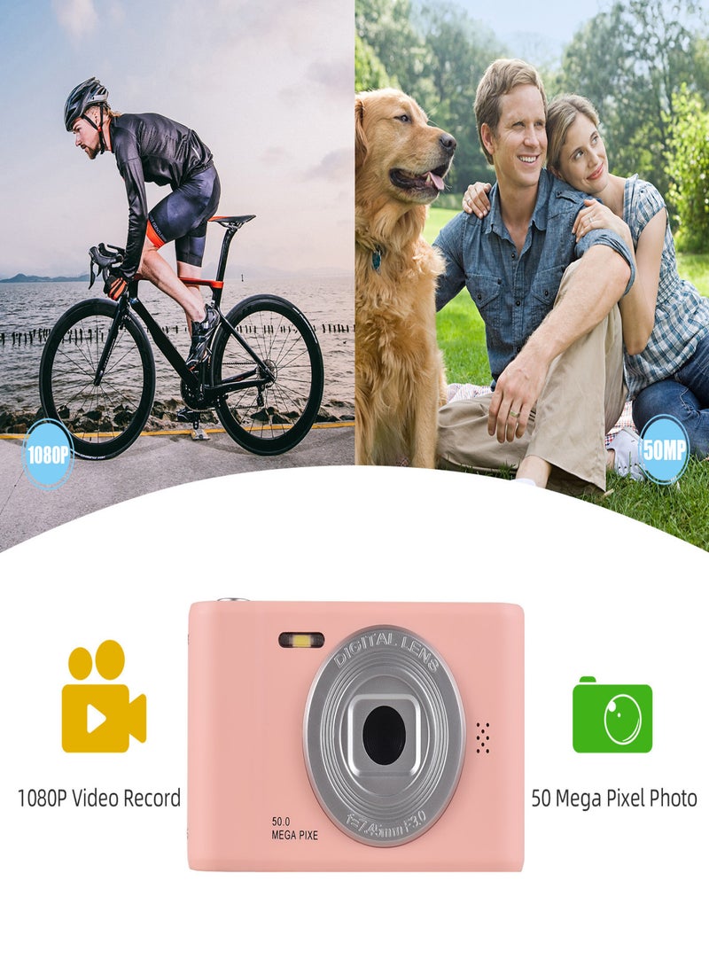 1080P Digital Camera Digital Video Camera 50MP Photo Dual Lens 2.4 Inch Screen 8X Digital Zoom Built-in Flash Battery with 32GB TF Card Birthday Festival Gift for Kids Students Teenagers  - Image 2
