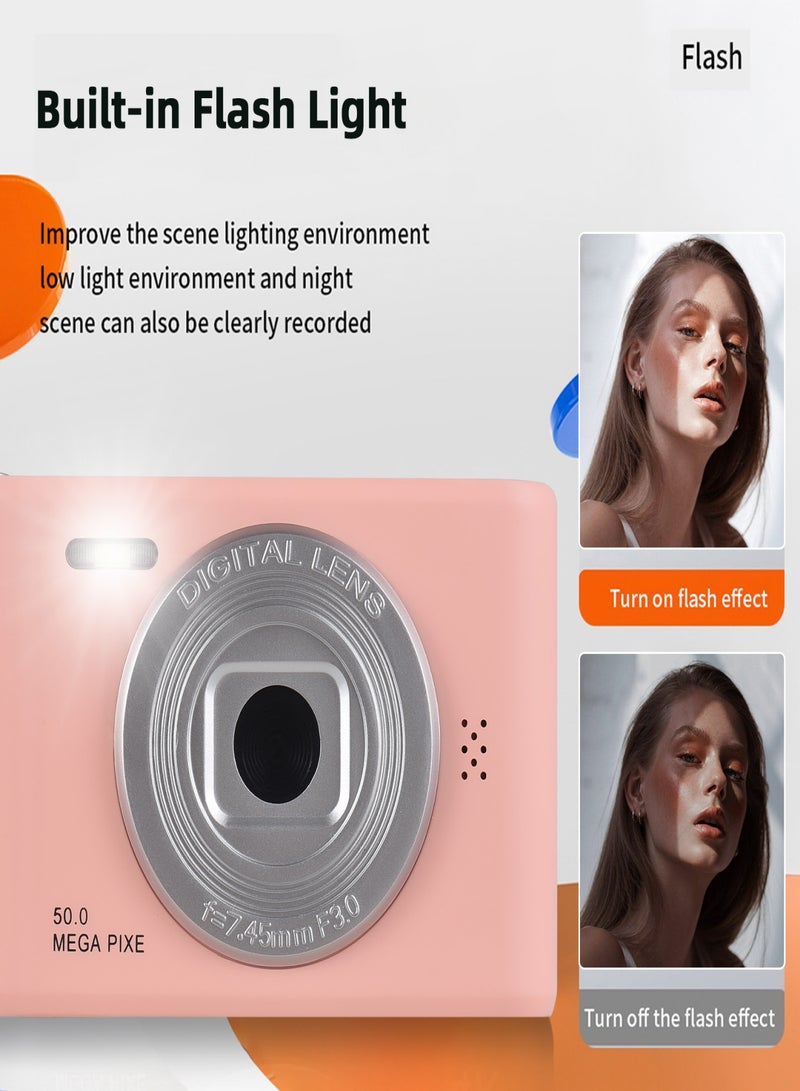 1080P Digital Camera Digital Video Camera 50MP Photo Dual Lens 2.4 Inch Screen 8X Digital Zoom Built-in Flash Battery with 32GB TF Card Birthday Festival Gift for Kids Students Teenagers  - Image 5