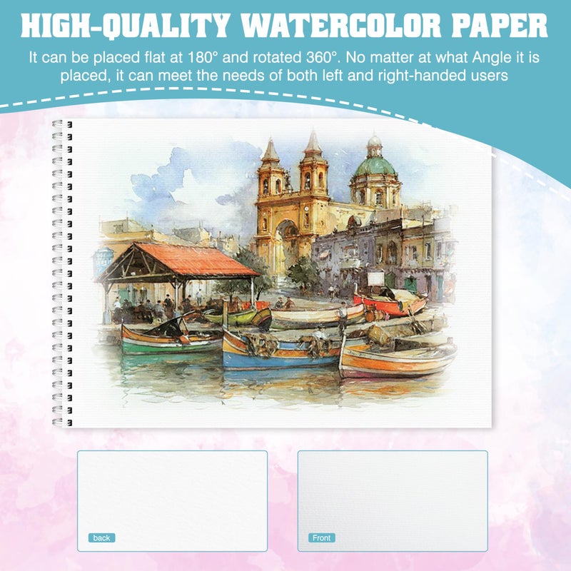 Sadoup Watercolor Paper Pad, Watercolor Sketchbook 9" x12â€ 140lb/300gsm, Spiral Bound Water Color Pad Journal and Sketchbook for Adults & Kids, Markers and Art Journaling - Image 4
