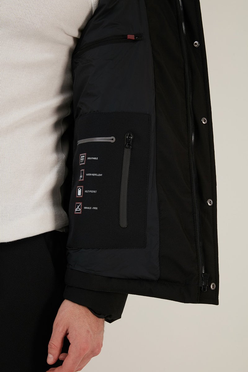 Exxe Water Resistant Hooded Regular Fit Coat Men's Coat EXK22531310  - Image 4
