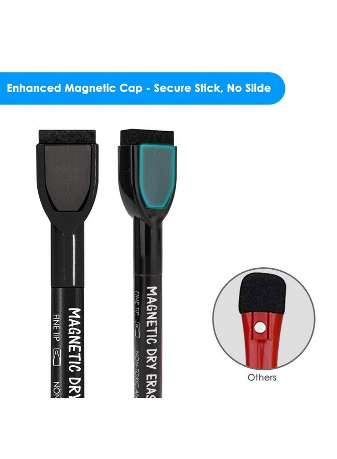 maxtek Magnetic Black Dry Erase Markers, 12 Count Fine Tip Whiteboard Markers With Eraser, Thin Markers Low Odor For Classroom, Office, Home - Image 4