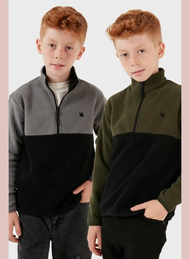 ليلا ليلا نصف سحاب لون كتلة ياقة واقفة قطعتين قطبية للأطفال