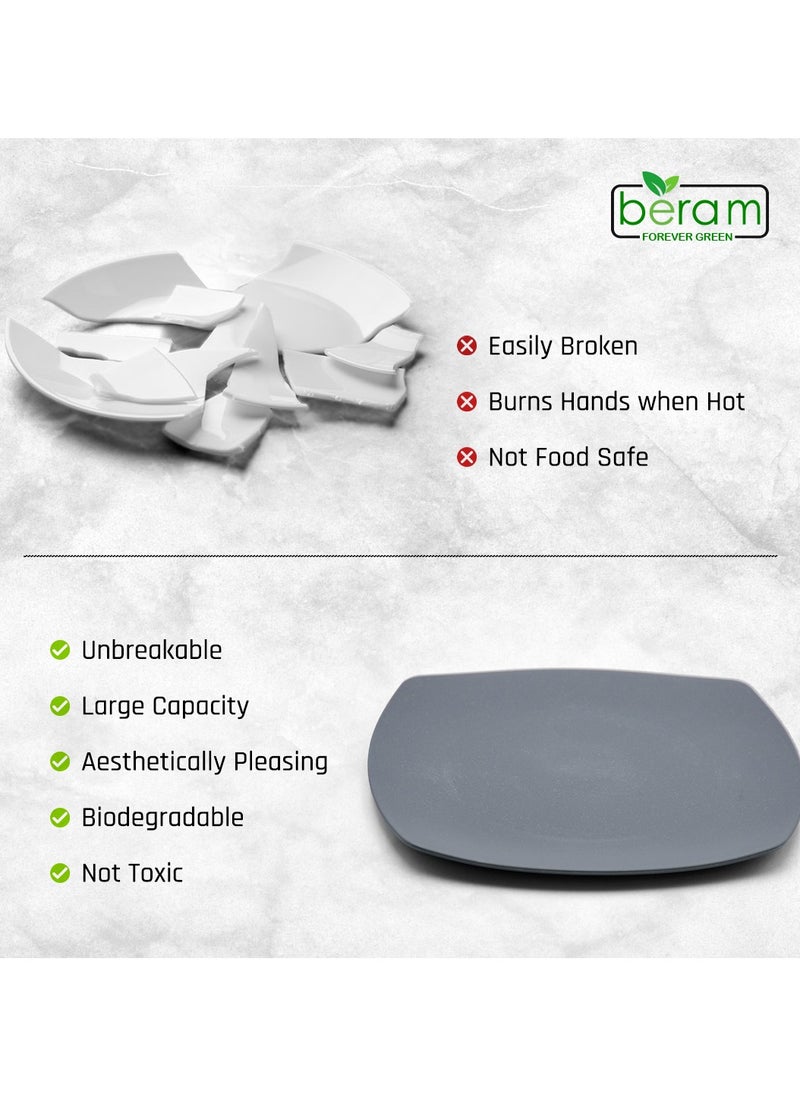 Beram - 16 Piece Square Dinner Set, Wheat Straw Dining Table Accessories, Healthy Kitchen Products, Plates and Bowls, Microwave Safe and BPA Free, Daily Use Dinnerware - Image 1