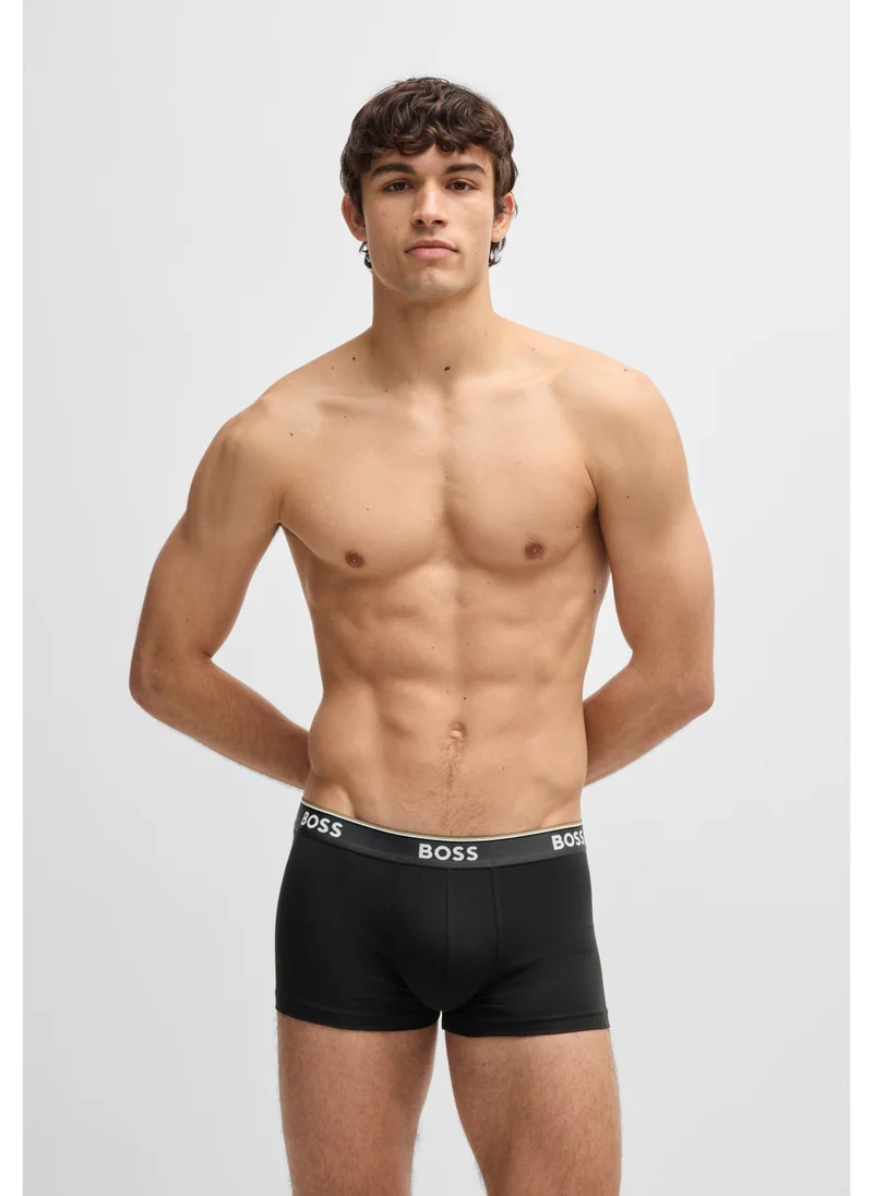 بوس Three-pack of stretch-cotton trunks with logo waistbands