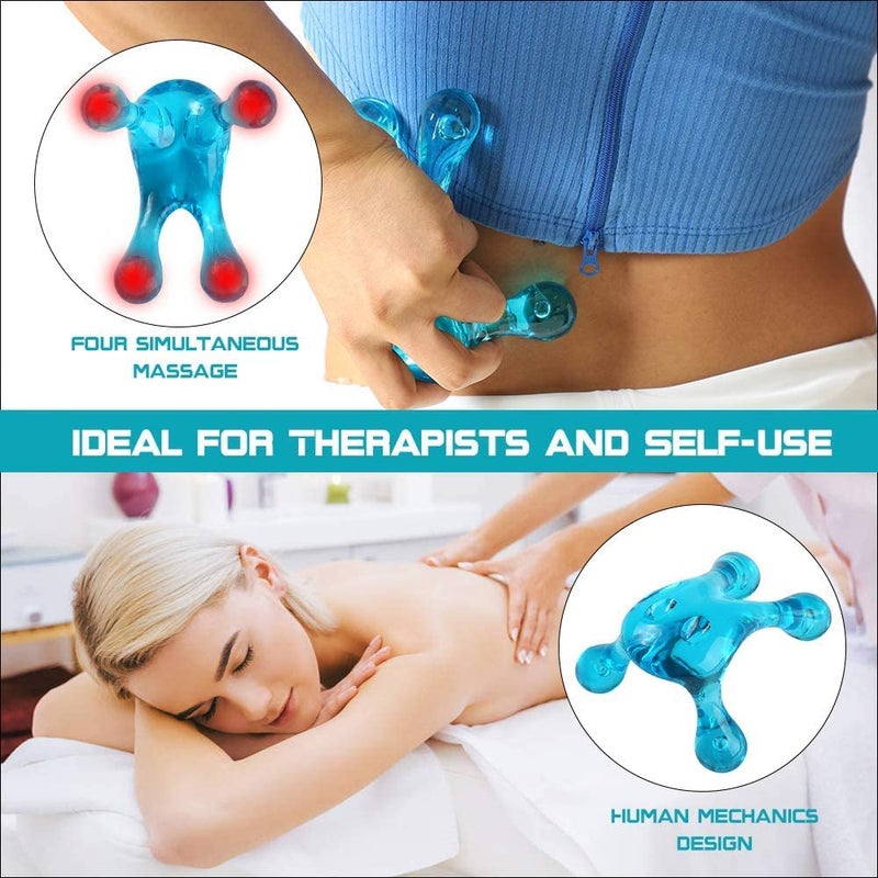 Melonsun Palm Massage Tool - Easier Grip Massage Handheld Tool, Four-Point Massage Tool, for Deep Tissue Pain Relief (Blue) - Image 3