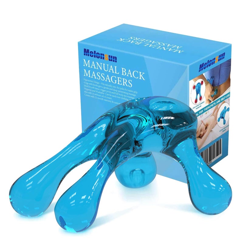 Melonsun Palm Massage Tool - Easier Grip Massage Handheld Tool, Four-Point Massage Tool, for Deep Tissue Pain Relief (Blue) - Image 1