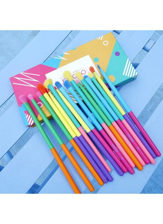docolor - Eye Makeup Brushes 16Pcs Colorful Eyeshadow Makeup Brush Set Professtional Eyeshadow Brushes With Soft Synthetic Hairs & Real Wood Handle For Eyeshadow Eyebrow Eyeliner Blending - Image 1