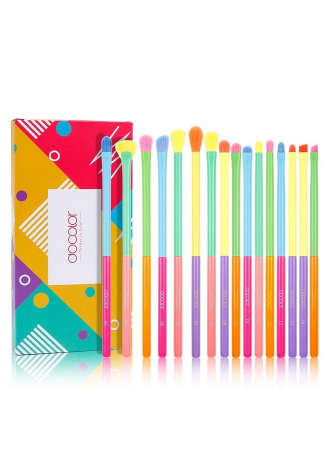 docolor - Eye Makeup Brushes 16Pcs Colorful Eyeshadow Makeup Brush Set Professtional Eyeshadow Brushes With Soft Synthetic Hairs & Real Wood Handle For Eyeshadow Eyebrow Eyeliner Blending - Image 1