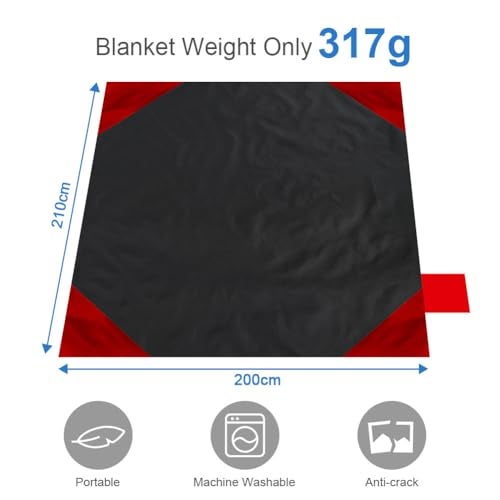 Ainiv Picnic Blanket, Mini Pocket Beach Mat 78.8 x 82.7IN (5-7 People) Foldable, Lightweight Waterproof Sand Free, Foldable Thin Ground Sheet for Outdoor Camping Hiking Travel - with Hand Strap - Image 2