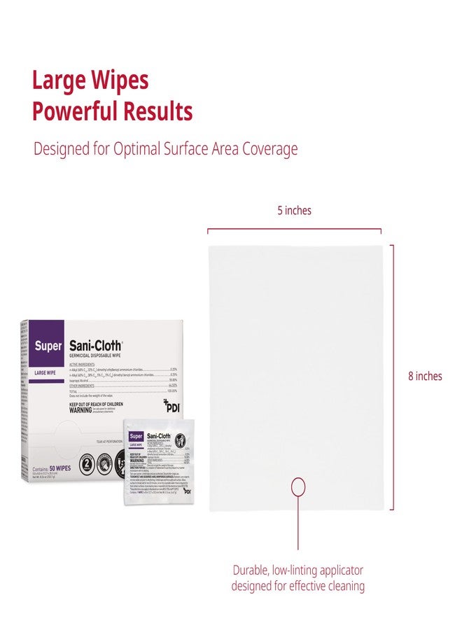 PDI Super Sani-Cloth Germicidal Disposable Wipe, Large, Individual, 5" x 8" - Image 5
