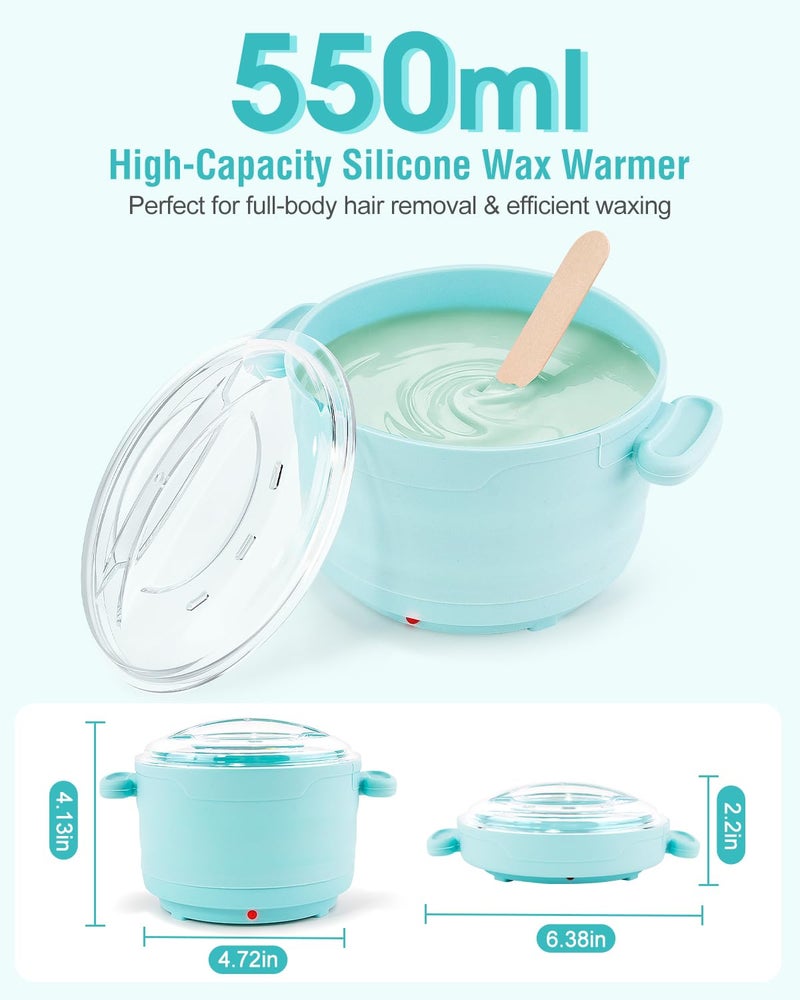 BELOVING Silicone Wax Warmer for Hair Removal, Foldable Hot Wax Melter Machine for Hard and Soft Wax Beads, 18.6oz Electric Waxing Kit Silicone Heater Pot for Full Body, Legs, Face, Eyebrows & Bikini - Image 3