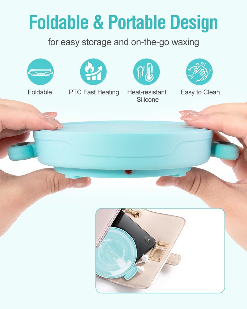 BELOVING Silicone Wax Warmer for Hair Removal, Foldable Hot Wax Melter Machine for Hard and Soft Wax Beads, 18.6oz Electric Waxing Kit Silicone Heater Pot for Full Body, Legs, Face, Eyebrows & Bikini - Image 5
