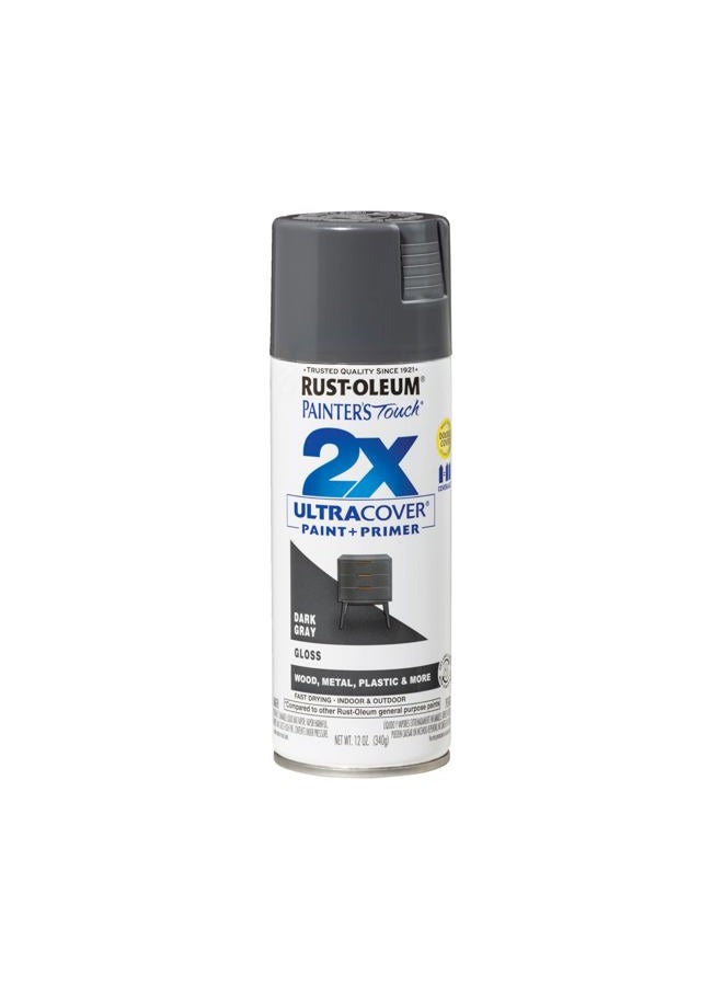 RUST-OLEUM 334031 Painter's Touch 2X Ultra Cover Spray Paint, 12 oz, Gloss Dark Gray - Image 1