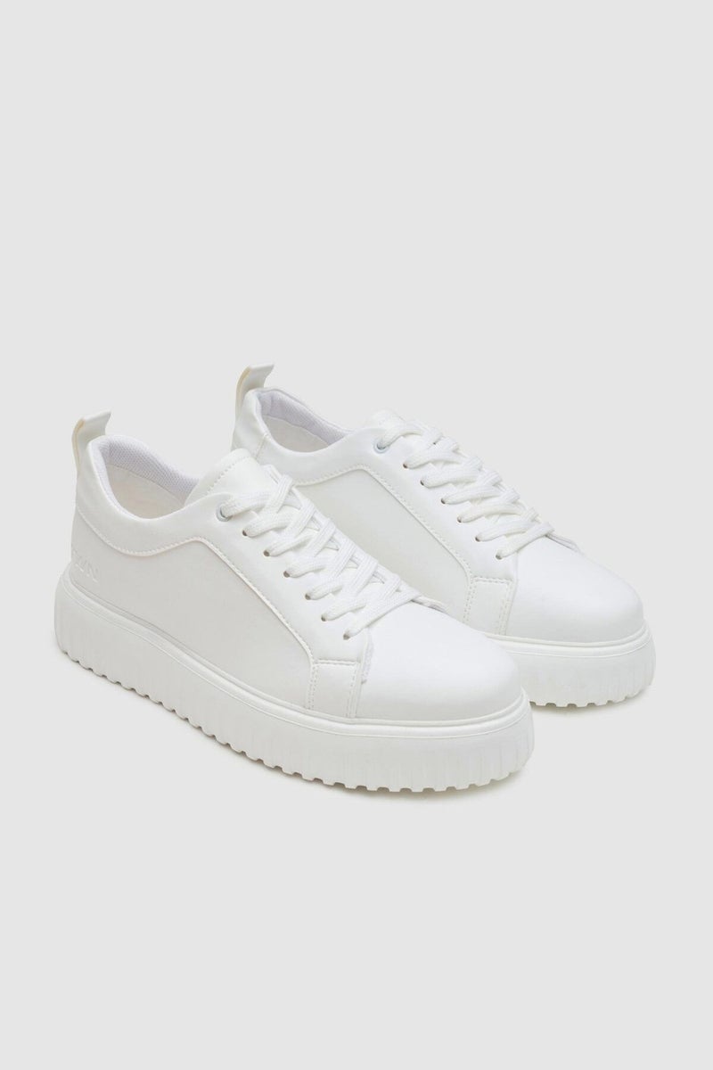 twn White Thick White Soled Lace-Up Sneaker Shoes 3EC09ORT0381  - Image 1