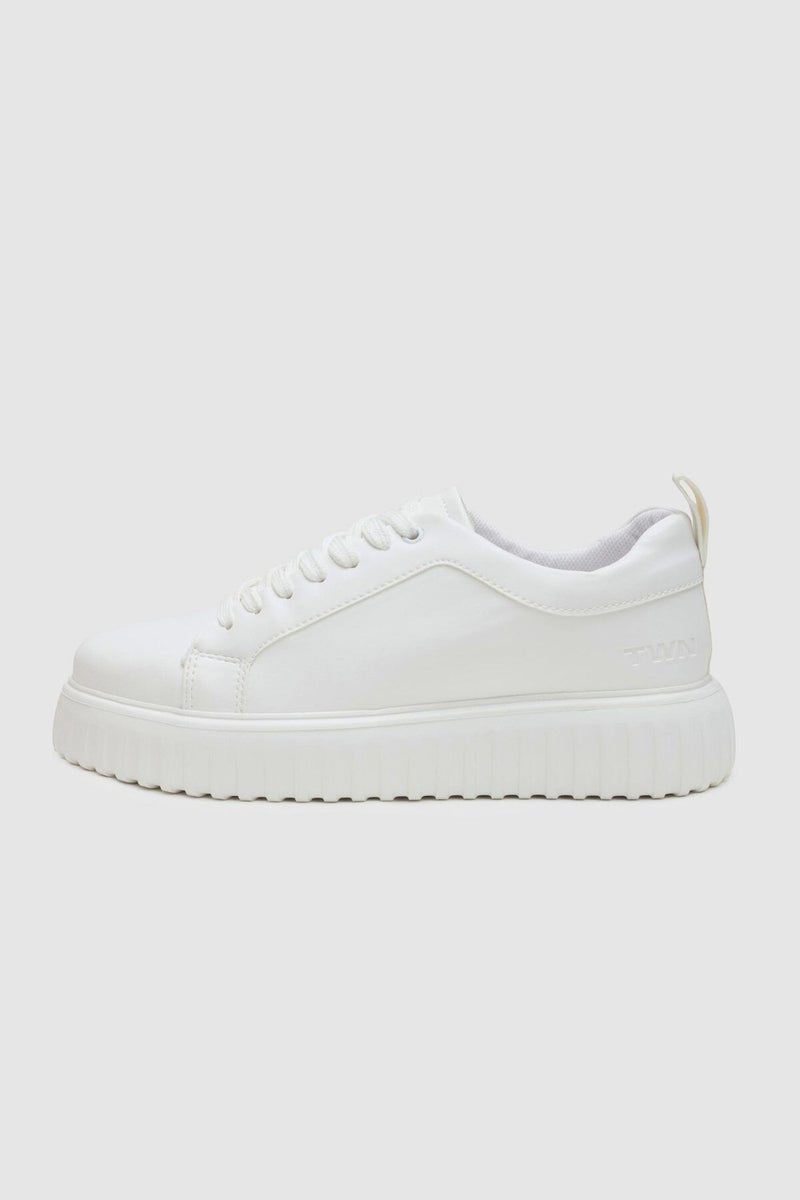 twn White Thick White Soled Lace-Up Sneaker Shoes 3EC09ORT0381  - Image 2