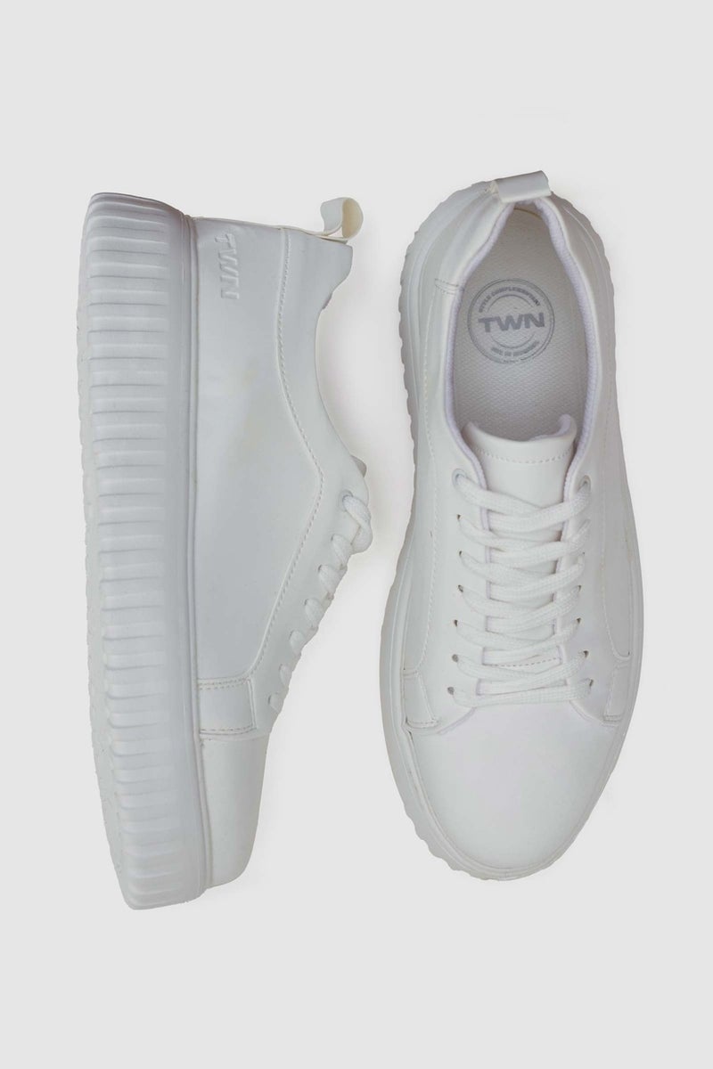 twn White Thick White Soled Lace-Up Sneaker Shoes 3EC09ORT0381  - Image 5