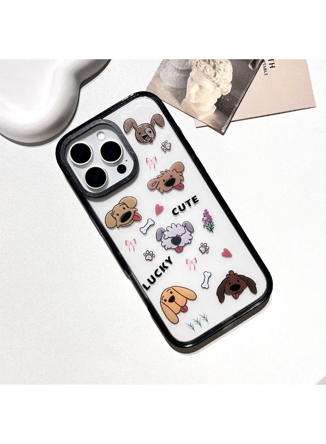 NIBEMINENT Lucky Cute Puppy Protective TPU Case Cover For iPhone 14 Clear - Image 2