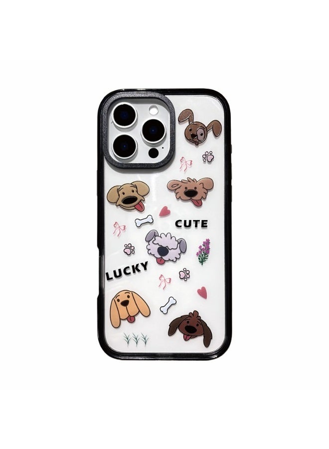 NIBEMINENT Lucky Cute Puppy Protective TPU Case Cover For iPhone 14 Clear - Image 1