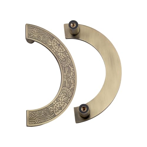 WODIX Zenta Design Main Door and Glass Door Handle Round C Shape 8 inch 2 pcs (Brass Antique) - Image 5