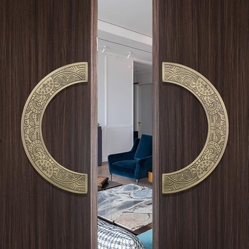 WODIX Zenta Design Main Door and Glass Door Handle Round C Shape 8 inch 2 pcs (Brass Antique) - Image 2