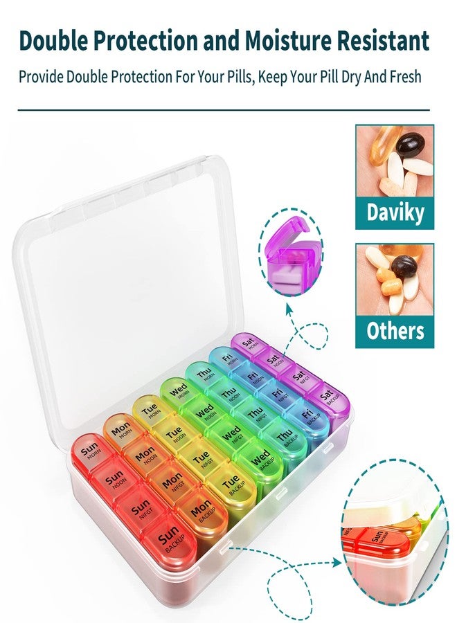 Daviky Weekly Pill Organizer 4 Times a Day, Pill Box 7 Day, Medicine Organizer Portable for Travel with Removable Individual Pill Case Pill Container to Hold Daily Vitamin, Supplement and Medication - Image 5