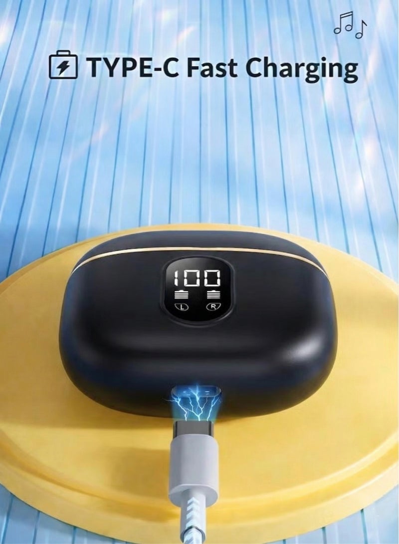 ايه كيه تي ستار سماعات أذن لاسلكية، سماعات أذن داخلية فاخرة مع علبة شحن مزودة بشاشة LED ذكية، خاصية إلغاء الضوضاء النشطة، بطارية تدوم طويلاً، تصميم مريح وخفيف الوزن، وميكروفون عالي الدقة - أسود - Image 5