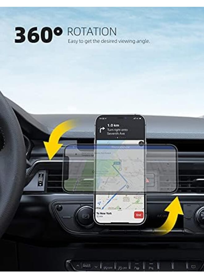 Excefore Car Magnetic Phone Holder Magnetic Car Mount With 6 Strong Magnets Vent Cell Phone Holder Mount Cell Phone Holder For Car Case Friendly For All Smartphones Black - Image 3