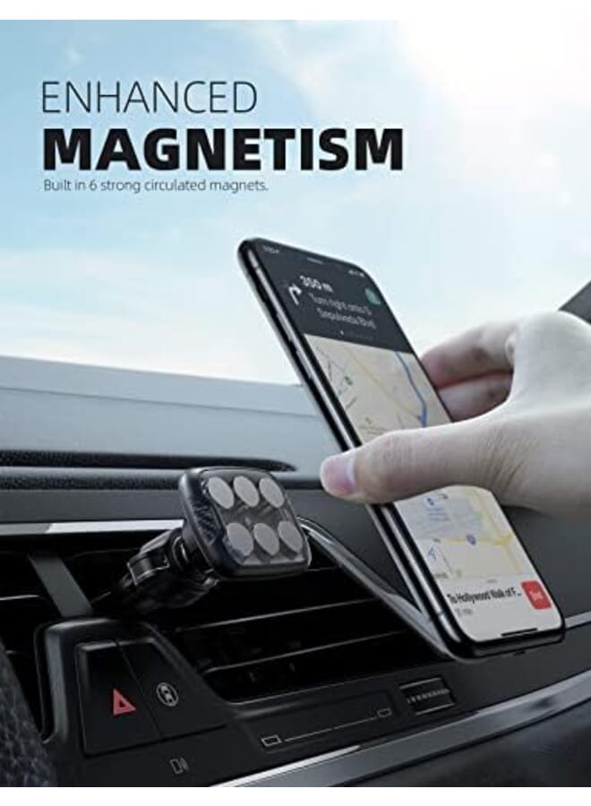 Excefore Car Magnetic Phone Holder Magnetic Car Mount With 6 Strong Magnets Vent Cell Phone Holder Mount Cell Phone Holder For Car Case Friendly For All Smartphones Black - Image 2