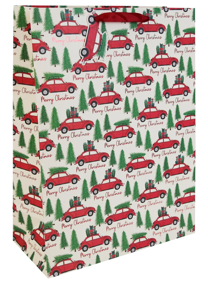 EuroWrap Christmas Car White Gift Bag XL
