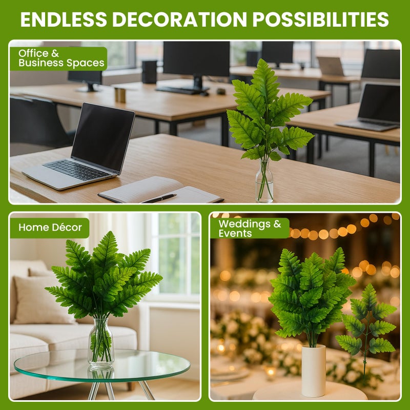 Iconikal 24-Pack Artificial Silk Leather Leaf Fern Fronds, 16-Inch, Wedding DÃ©cor Floral Accents - Image 5