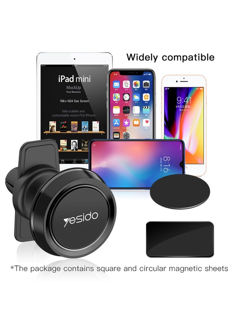 Yesido Yesido C61 Factory Air Vent Magnet Phone Holder 360 Angle Adjustable Universal Car Magnetic Phone Holder - Black  - Image 4