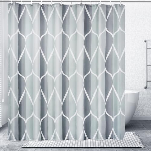 Gelbchu Grey Shower Curtain, Waterproof Design and Polyester, Quick-Drying, Weighted Hem, Shower Curtains Set for Bathroom W 72 x H 72, Machine Washable with 12 Hooks - Image 1