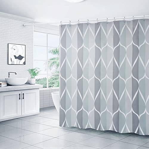 Gelbchu Grey Shower Curtain, Waterproof Design and Polyester, Quick-Drying, Weighted Hem, Shower Curtains Set for Bathroom W 72 x H 72, Machine Washable with 12 Hooks - Image 2