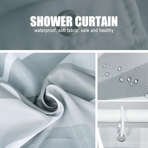 Gelbchu Grey Shower Curtain, Waterproof Design and Polyester, Quick-Drying, Weighted Hem, Shower Curtains Set for Bathroom W 72 x H 72, Machine Washable with 12 Hooks - Image 5