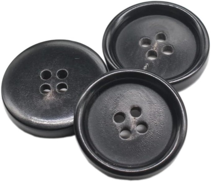 10PCS 1 INCH REAL HORN BUTTONS FOR BLAZER SUIT COATS OVERCOAT WINTER COAT JACKET UNIFORM GENUINE NATURAL BLACK BUFFALO HORN BUTTONS FOR MEN 25MM BLACK