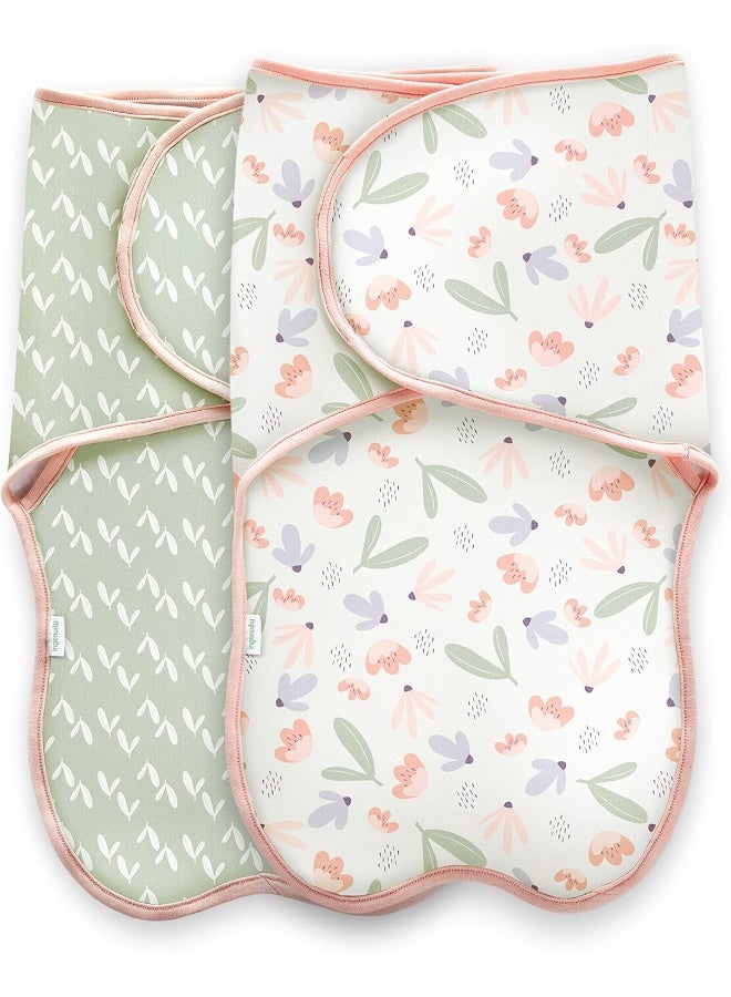 ingenuity Ingenuity Farewell Fuss Adjustable Easy-Wrap 2-pk Baby Swaddle Set - Posy  - Image 1