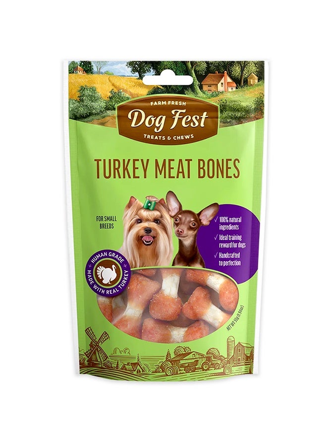 Dog Fest Turkey Meat Bones For Small Breeds - 55G - Image 1